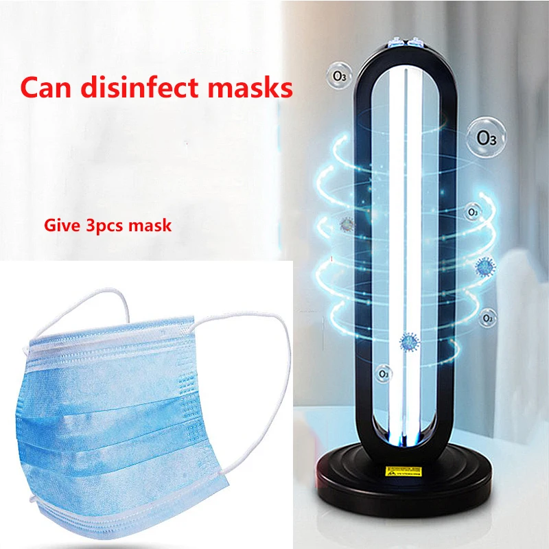 

220V Ultraviolet Sterilizing lamp 38W UV Disinfection Light High Ozone UVC Germicidal Lamp Killing Coronary Viru Give 3pcs mask
