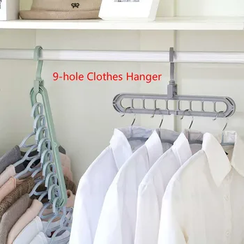 

9hole Clothes Hanger Portable Anti-skid Rotate Hanger Space Saving Hanger Hook Multifunction Folding Drying Rack Laundry Storage