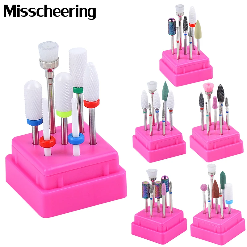 

8pcs Ceramic Nail Drill Bits Set Tungsten Carbide Nail File Drill Cutter For Electric Milling Machine Accessories Manicure Tools