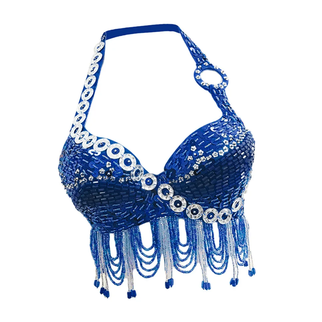 Royal Blue L Танца живота бюстгальтер топы Индийский танец костюм представление наряды - Цвет: Royal Blue L