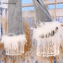 WHITNEY WANG,, Весенняя мода, уличная одежда, окантовка перьями, жемчугом, бисером, кисточками, джинсы для женщин, стильные джинсовые штаны размера плюс 5XL