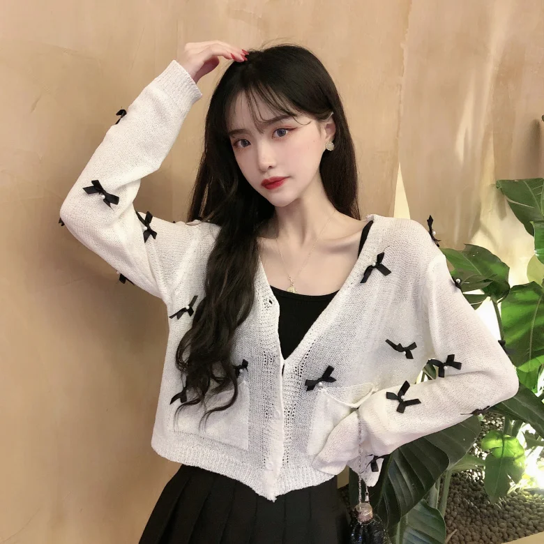 New Long Sleeve Open Pockets Fashion Girls Plain Net Lace Cardigans Age 7-13 Yr