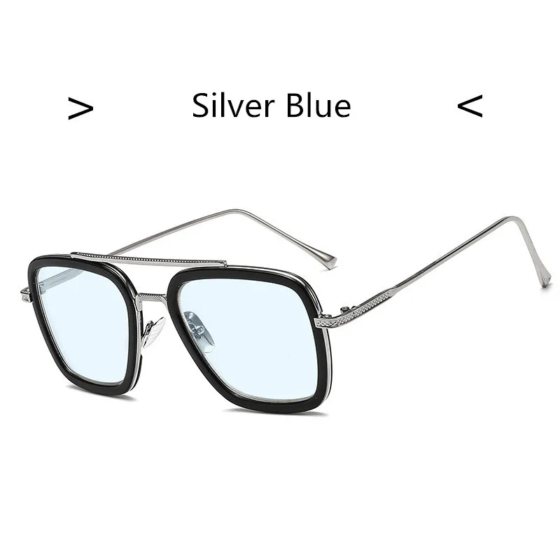 Silver Blue Роскошные модные Мстители Железный человек Тони Старк полета Стиль мужские солнцезащитные очки Для мужчин квадратный брендовые дизайнерские солнцезащитные очки Роберт Дауни мл. Очки - Цвет линз: Silver Blue