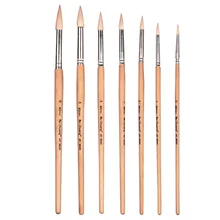 1 conjunto/7 pçs pincéis de pintura punho de madeira apontado pincéis ferramentas de pintura em aquarela