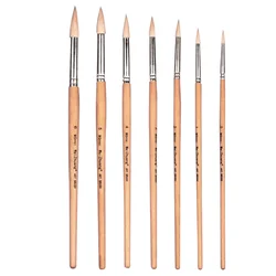 1 Set/7pcs Painting Brushes Wood Handle Pointed Brushes Watercolor Painting Tools