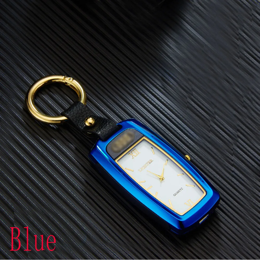 Многофункциональные часы USB прикуриватель фонарик - Цвет: blue