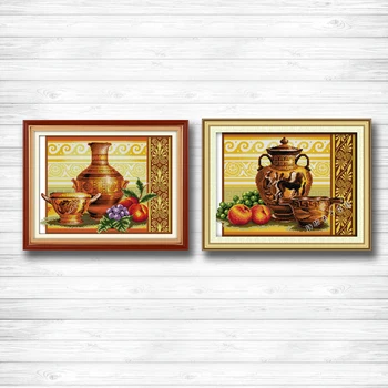 

Pottery and fruit Grape diy decor paintings dmc 14CT 11CT counted cross stitch kits embroidery set Needlework Set Home decor