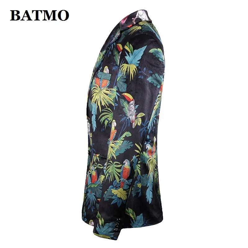 Batmo Новое поступление, высококачественные бархатные повседневные мужские блейзеры с принтом, мужские повседневные костюмы, мужские куртки с принтом, большие размеры 1902