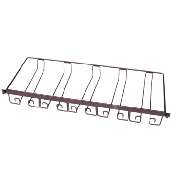 

5 Rows Drill-Free Installation Stemware Hanger Rack Iron Wine Glass Holder Decorative Stemware Rack Storage Organizer 2 Colors