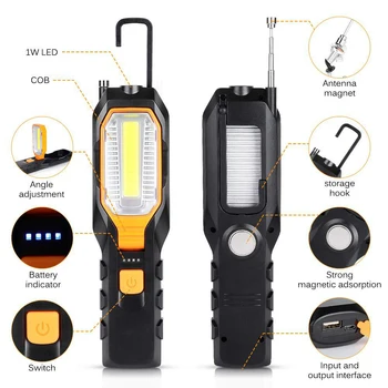 

ABS USB Charging Car Repairing Work Lamp Hook Rotating Outdoor Home Waterproof Camping Night Portable Led Emergency Light