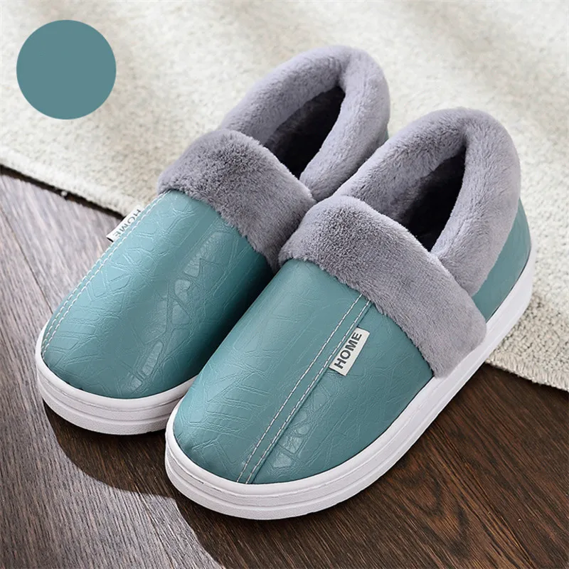 Сланцы домашние унисекс Теплые Меховые Туфли без застежки водонепроницаемые