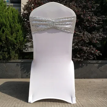 

Banquet Chairs Sashes Cadeiras Sequins Flower Wrinkle Strap Sash Adjustable Fabric Covers And Bows Chaise Mariage Ties