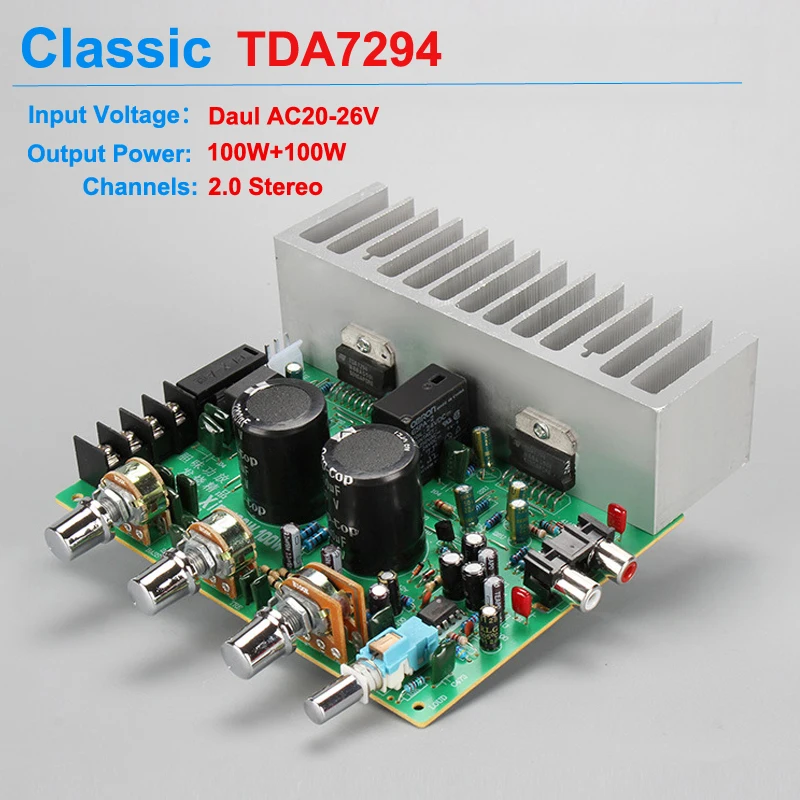 2*100 Вт двойной TDA7294 JRC4558 предусилитель Hifi аудио усилитель плата стерео усилитель с переключателем громкости усилитель звука
