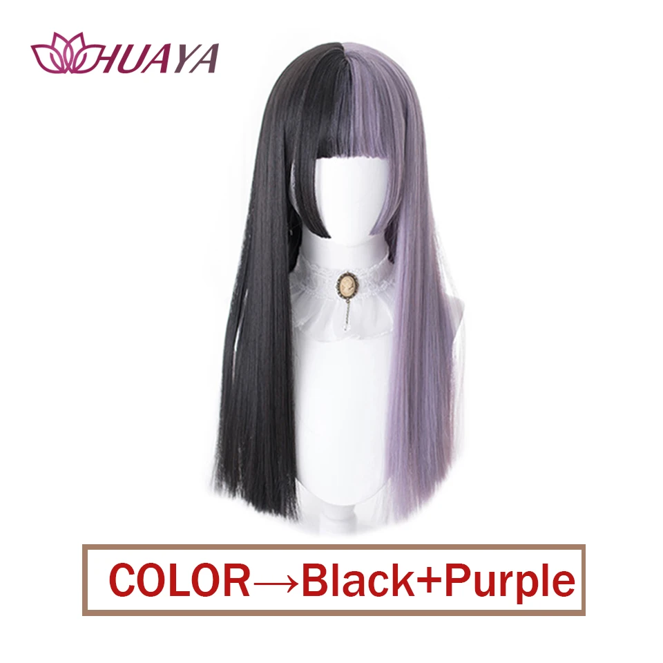 Cosplay dividir Meninas Com Franja Reta Longa