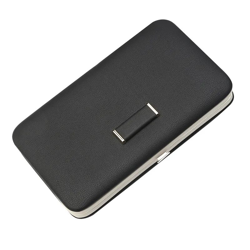Женский вместительный бумажник чехол из искусственной кожи держатель для карт Органайзер с ремешком Модные женские s кошелек и дамские сумочки Carteras Mujer - Цвет: Черный