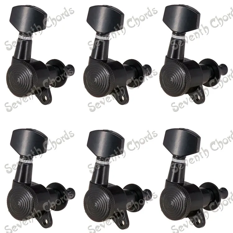 

A Set of 6 Pcs Locked String Tuners Tuning Pegs key Machine Heads For Acoustic Electric Guitar Lock Schaller Style - Black