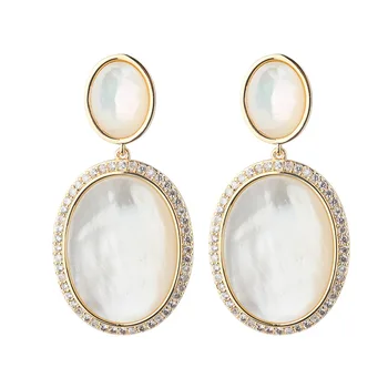 

OMYFUN Luxury Dangle Earrings Round Pearl Pendant Brincos Semi Joyas Gold Color Hanging Earrings Jewelry Free Shipping E104