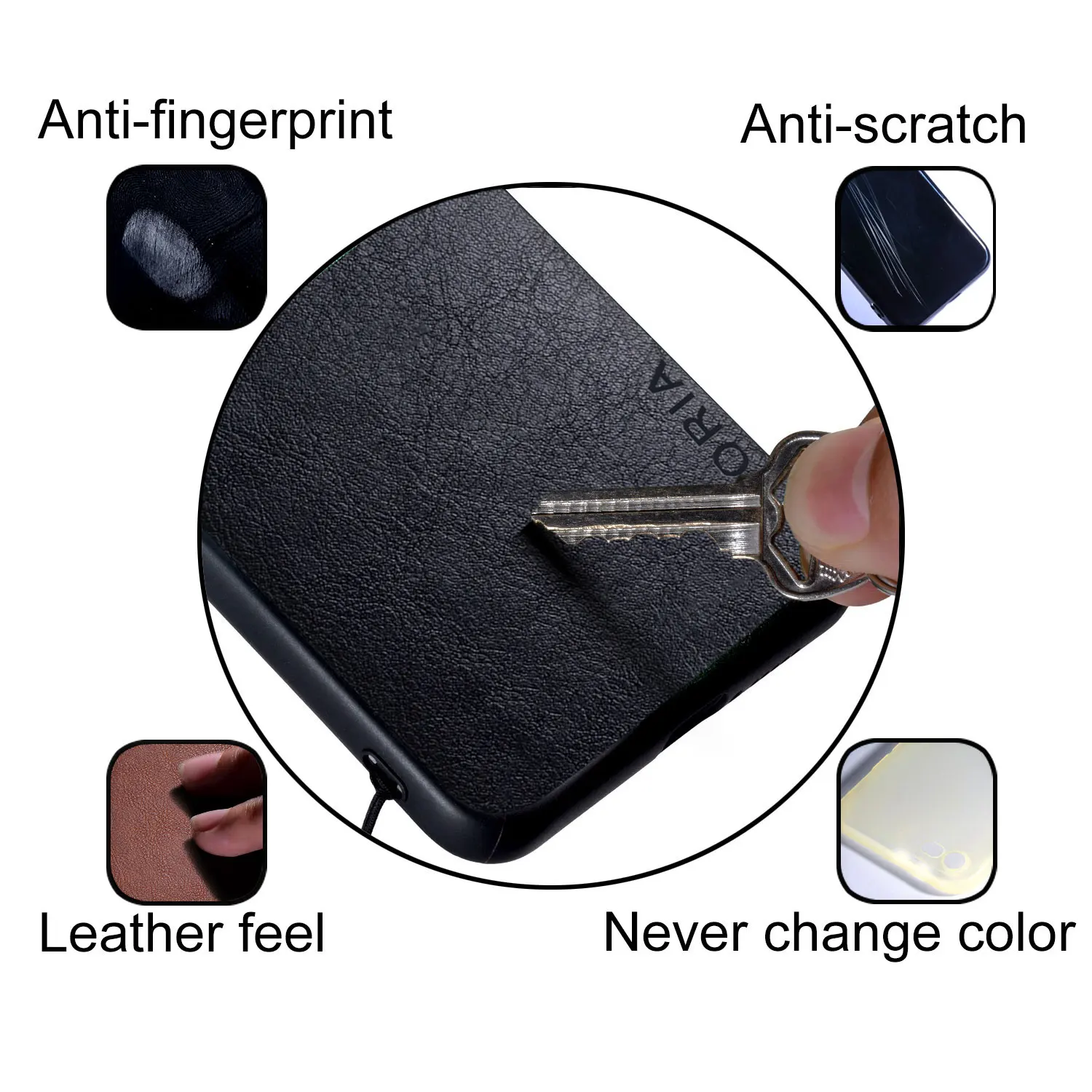 Elegant Leather Phone Case - Premium Solid Color TPU & Hard PC Cover