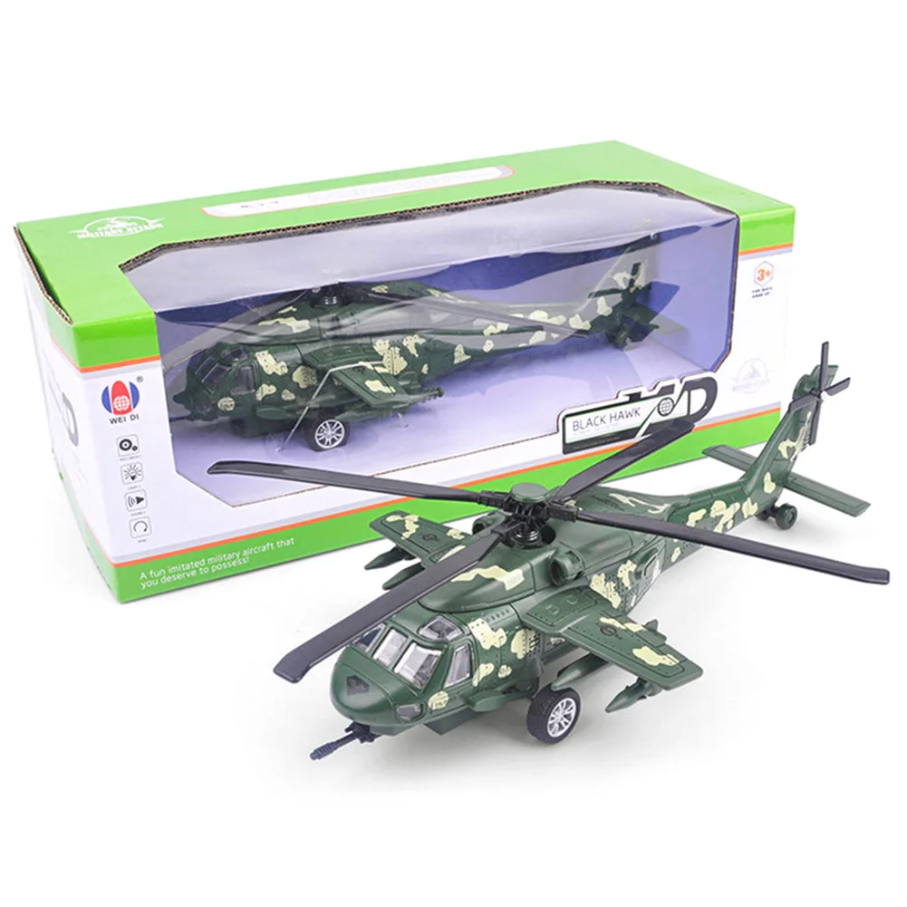 1/72 сплав литой под давлением черный ястреб вертолет оттягивающаяся назад Модель со звуковым светом Игрушка Детская Коллекция Градуированные детские игрушки подарки