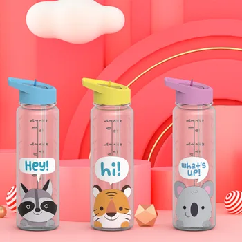 

720ml Large-capacity Cartoon Animal Water Bottles Food-grade Plastic Cup Sealed Leak-proof Portable Outdoor Sports Water Kettles