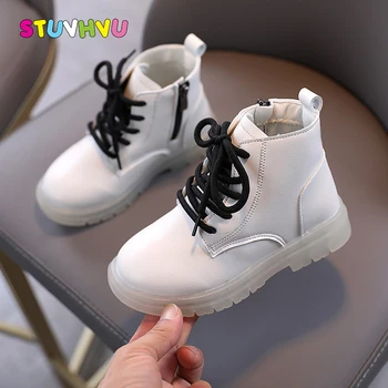 

Fashion Girls Martin Boots 2020 Autumn and Winter New Boys Single Boots Children Shoes Lace Up Zipper Casual Kids Ankle Boots