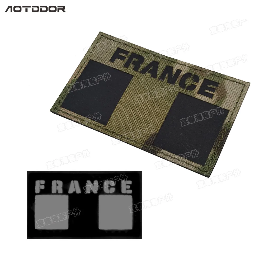 PVC-France-IR-Infrared-patch-French-Flag-sticker-Military-Morale-Nylon-Reflective-GLOW-IN-DARK-Patch