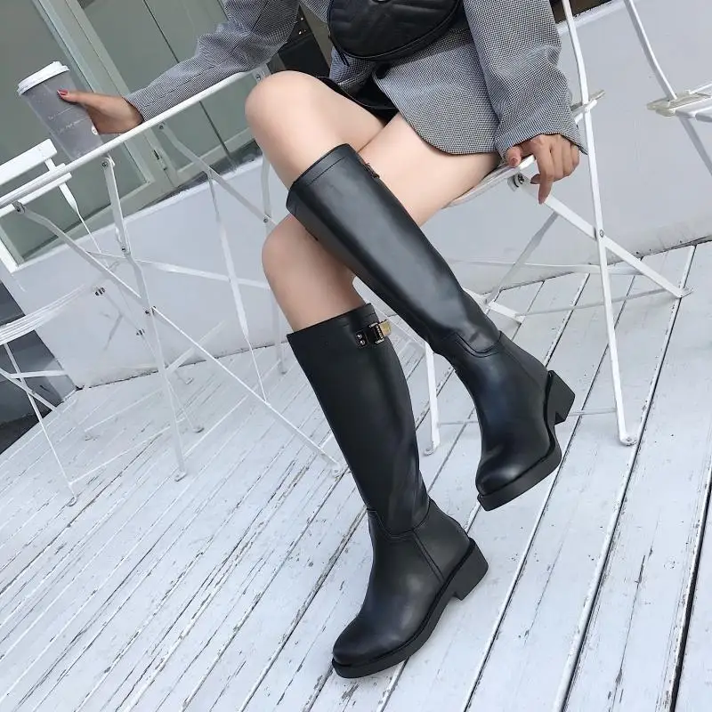 

Shoes Fashion Boots Woman Round Toe Leather Booties Winter Women Zipper Sexy Thigh High Heels High Sexy Punk Rubber 2019 Med