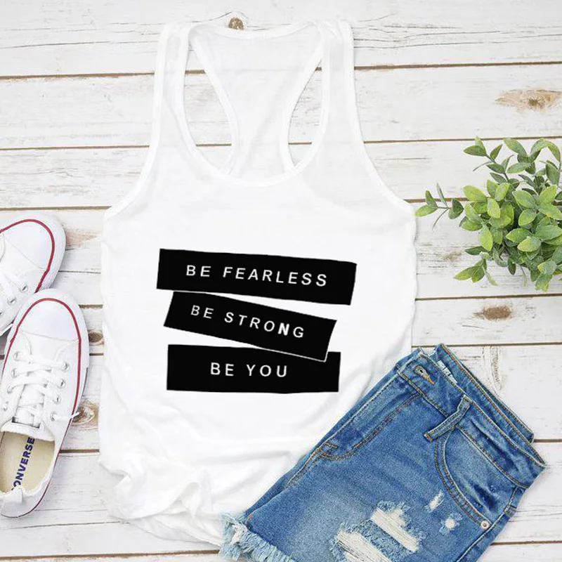 Be Fearless Be Strong Be You Графические футболки для женщин модные топы на бретельках с христианским Иисусом и библеей повседневные безрукавки Tumblr жилет Прямая поставка