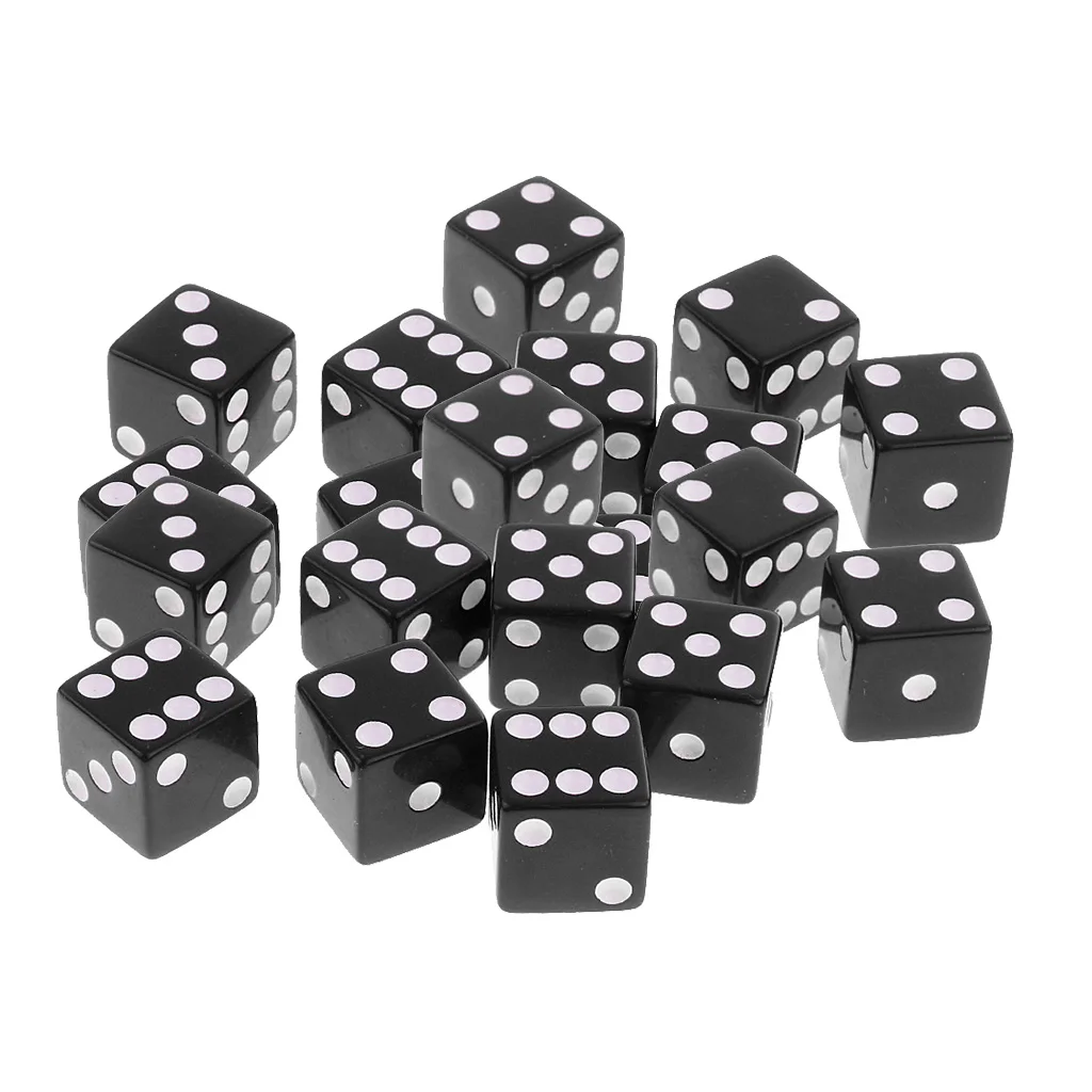 20x Six Sided D6 Digital Dice Party Gaming Dice for D&D RPG MTG Board Table Games Toy Black
