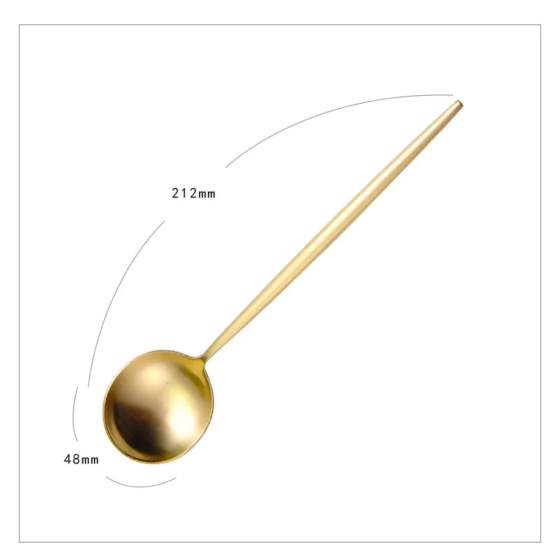 Стальной набор столовых приборов, набор ножей, вилок, ложек, золотой набор столовых приборов, матовая сталь 18/10, нержавеющая сталь, Золотая столовая посуда, посуда, Прямая поставка - Цвет: dinner spoon