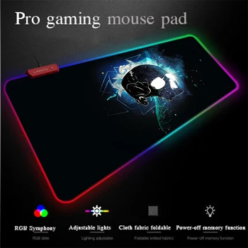 

Yuzuoan XXL Programming Computer Computer Mouse Pad USB LED Colorful Lighting Skull HD RGB Gaming Mouse Pad Non-slip Universal