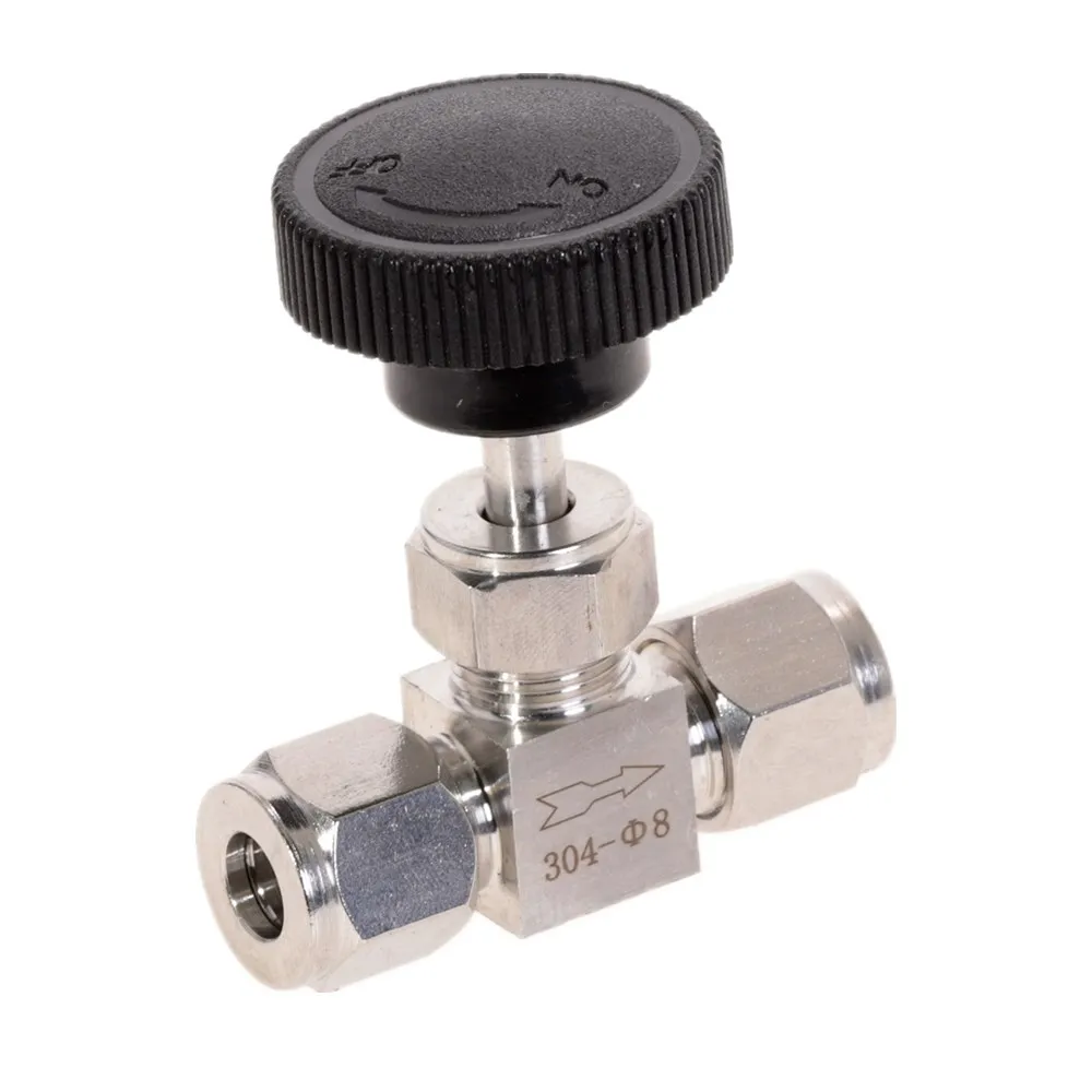 Válvula de aguja ajustable O.D 3 4 6 8 10 12mm, tubo de acero inoxidable 304, alta presión, a prueba de ácido, juego de tarjeta recta, grúa
