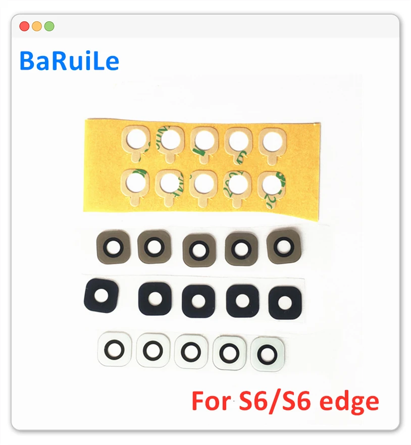 

BaRuiLe 10pcs Rear Back Camera Glass for SamSung Galaxy S6 G920F S6 Edge G925F with 3M Sticker Replacement Parts
