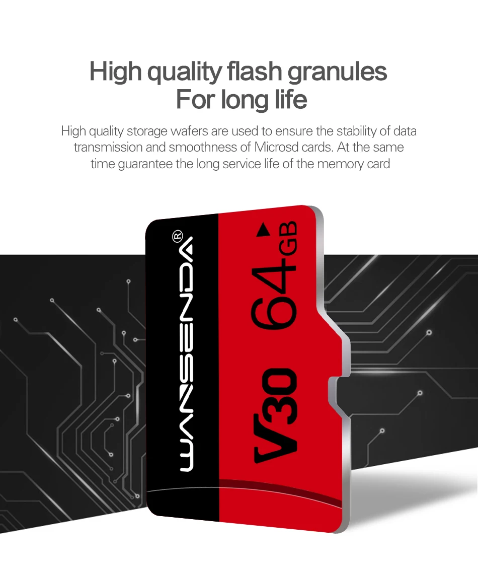 Оригинальная Micro-SD карта Wansenda 256 ГБ 128 Гб 64 ГБ 16 ГБ 8 ГБ 32 ГБ 4 ГБ карта памяти TF карта Бесплатный SD адаптер в розничной упаковке