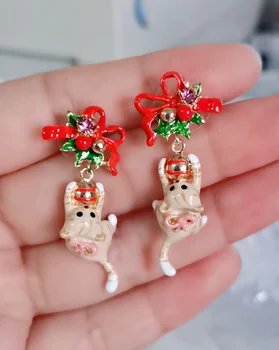 

CSxjd 2020 New Enamel glaze Christmas limited cat series necklace Earrings rings and bracelets
