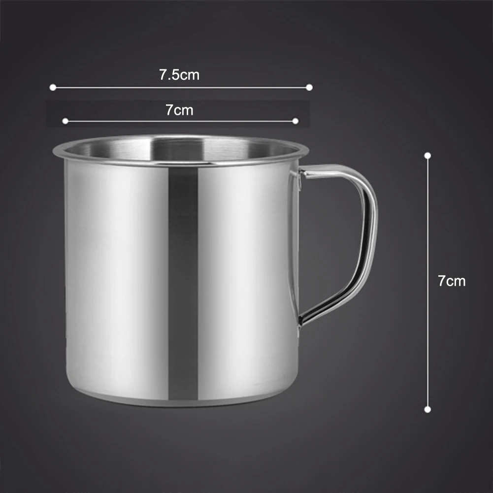 

250ML Stainless Steel Drinking Cup with Handle Coffee Tea Mug Outdoor Camping Drinkware for Home Office Use Rounded Edge New