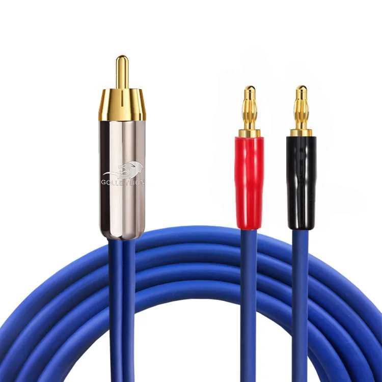 cabo ativo premium rca do orador tomada dupla da pá da banana para cabo audio do subwoofer ofc do amplificador