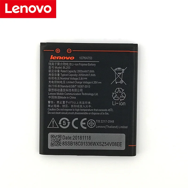 Lenovo 2050mA BL253 Батарея для lenovo A2010 A2800D A3800D A2580 A2860 Vibe 4," A1000 A1000m мобильного телефона