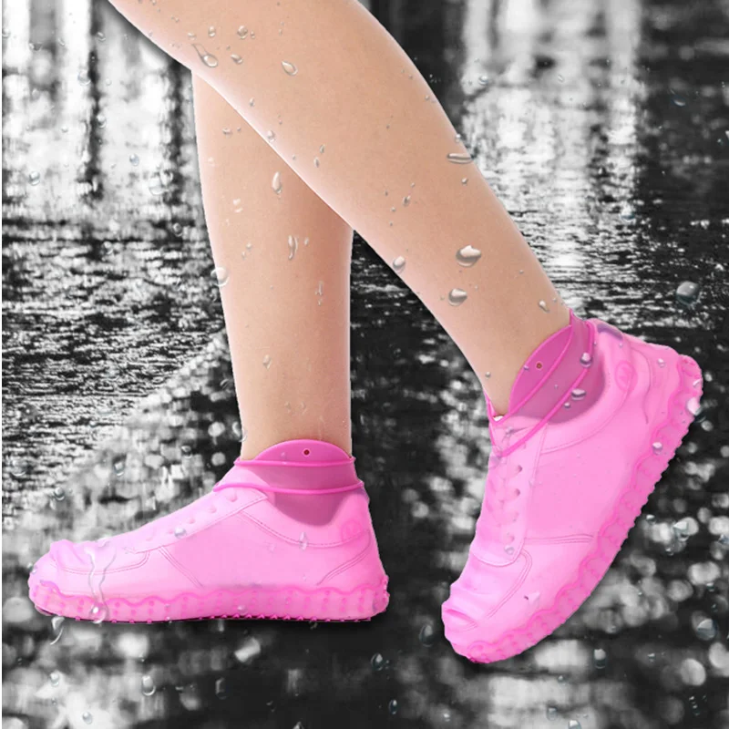 

Newly 1 Pair Reusable Silicone Boot Shoe Cover Foldable Waterproof Non-Slip Overshoes Rain Protectors