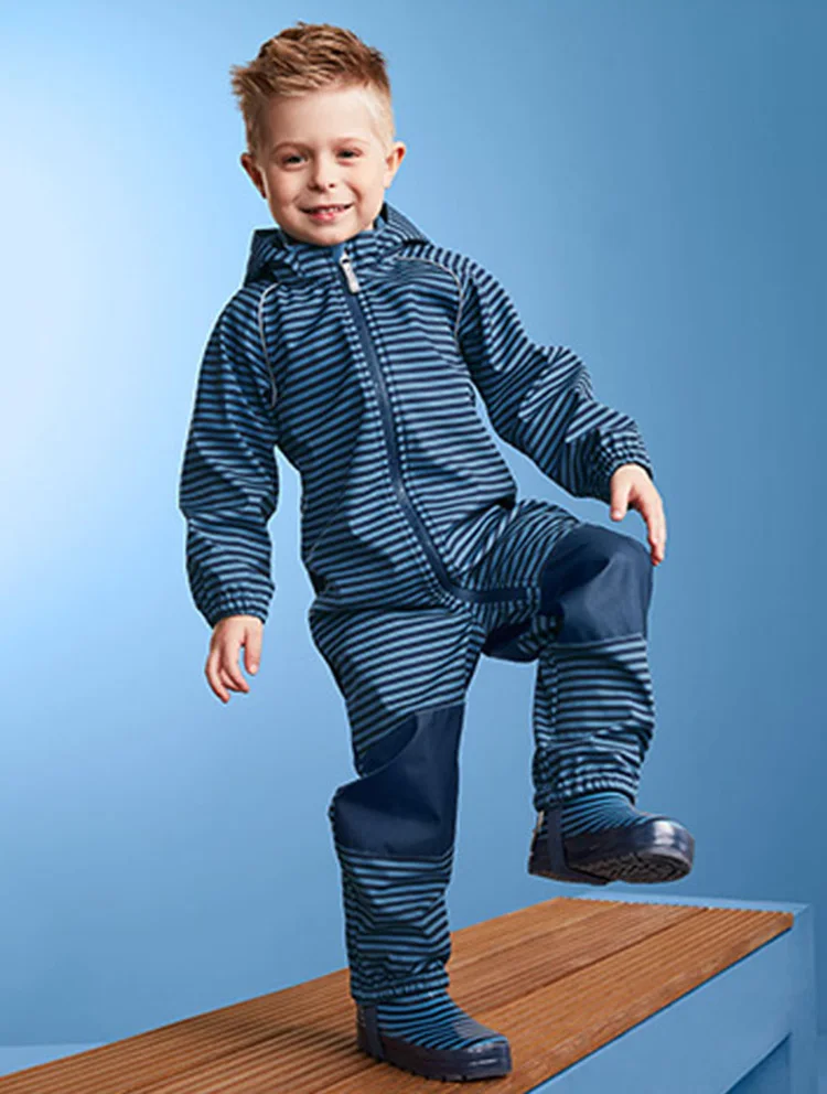 

Комбинезон флисовый детский, с защитой от ветра и влаги, в синюю полоску, размеры от 74 до 116