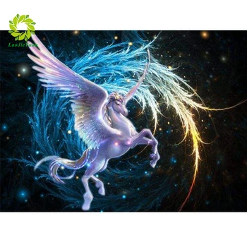 

DIY diamond painting pegasus landscape round diamond embroidery mosaic home decoration pattern handmade mosaic round rhinestone