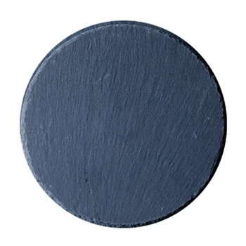 

10 Inch Round Natural Black Stone Plate Western Style Steak Plate Stone Plate Dinner Plate Pizza Flat Fruit Tray
