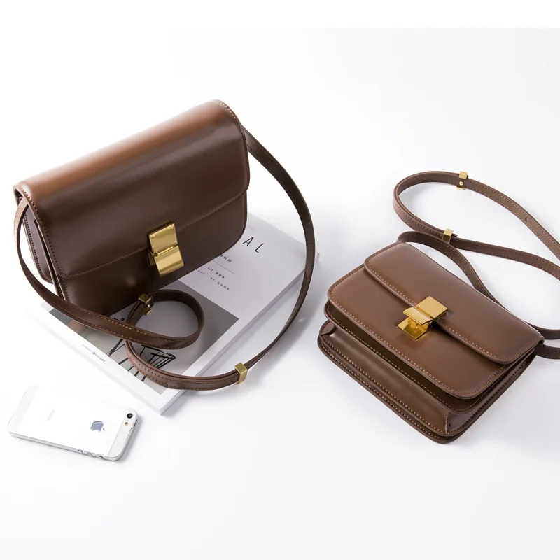 

Hot Selling WOMEN'S Bag Square Bag Box Square Sling Bag Genuine Leather Cowhide Crossbody Bag kong jie bao