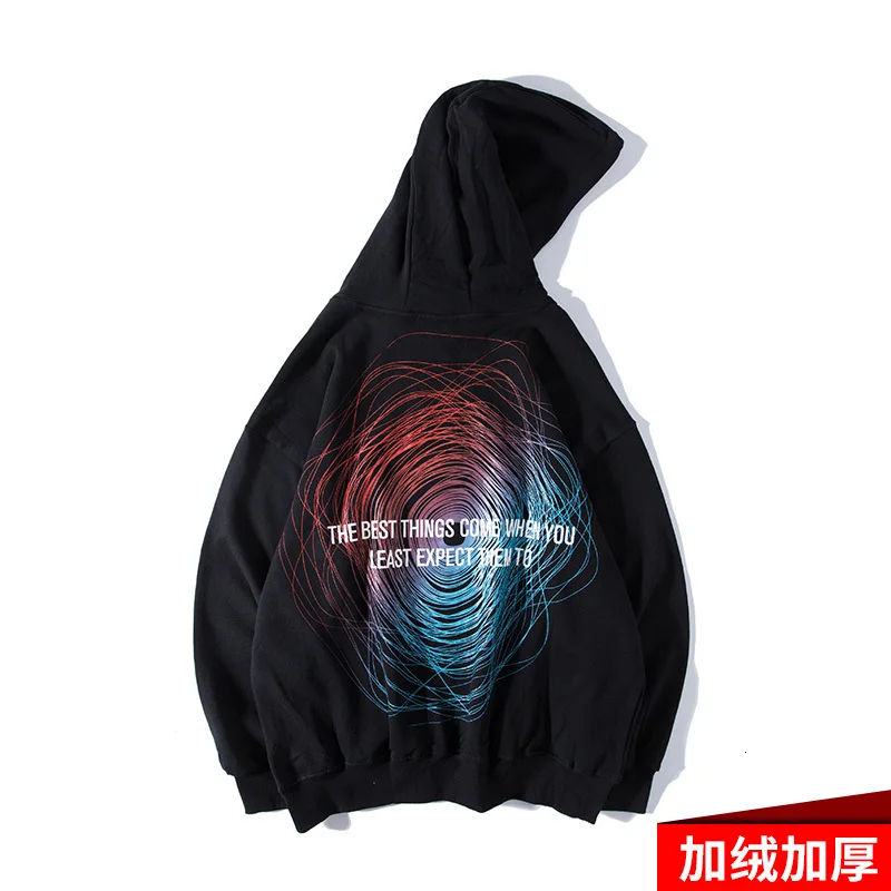 WHOHOLL мужские и женские унисекс толстовки High Street White Back печатных толстовки мужские зимние Harajuku Хип Хоп толстые теплые - Цвет: velvet Black