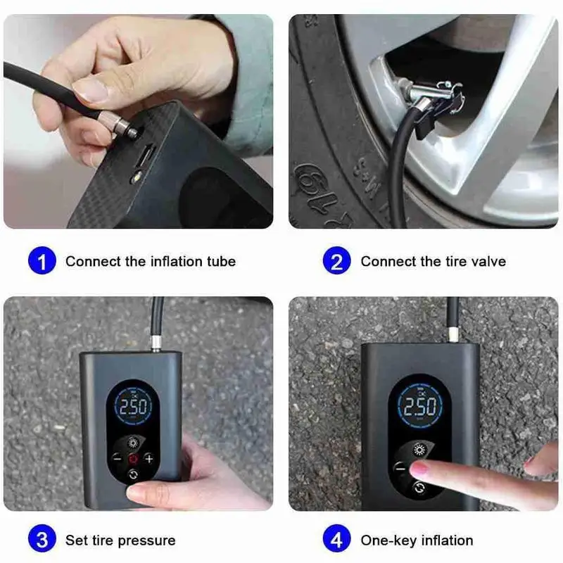Portable Car Air Compressor Electric Cordless Tire 150 Inflator Air Digital Rechargeable Auto Balls For Car Motorcycle PSI L9V3