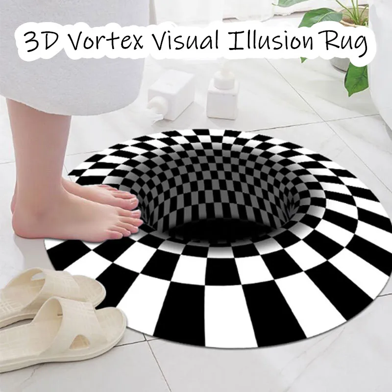 

3D Vortex Visual Illusion Rug Printed Mat Optical Illusion Area Rugs Carpet Floor Pad Non-slip Doormat Blanket Home Decoration