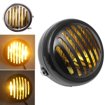 

Motorbike Retro Headlights DC 12V Motorcycle Grill Headlight Motor Moto Scooter Vintage Front Light Round Lamp