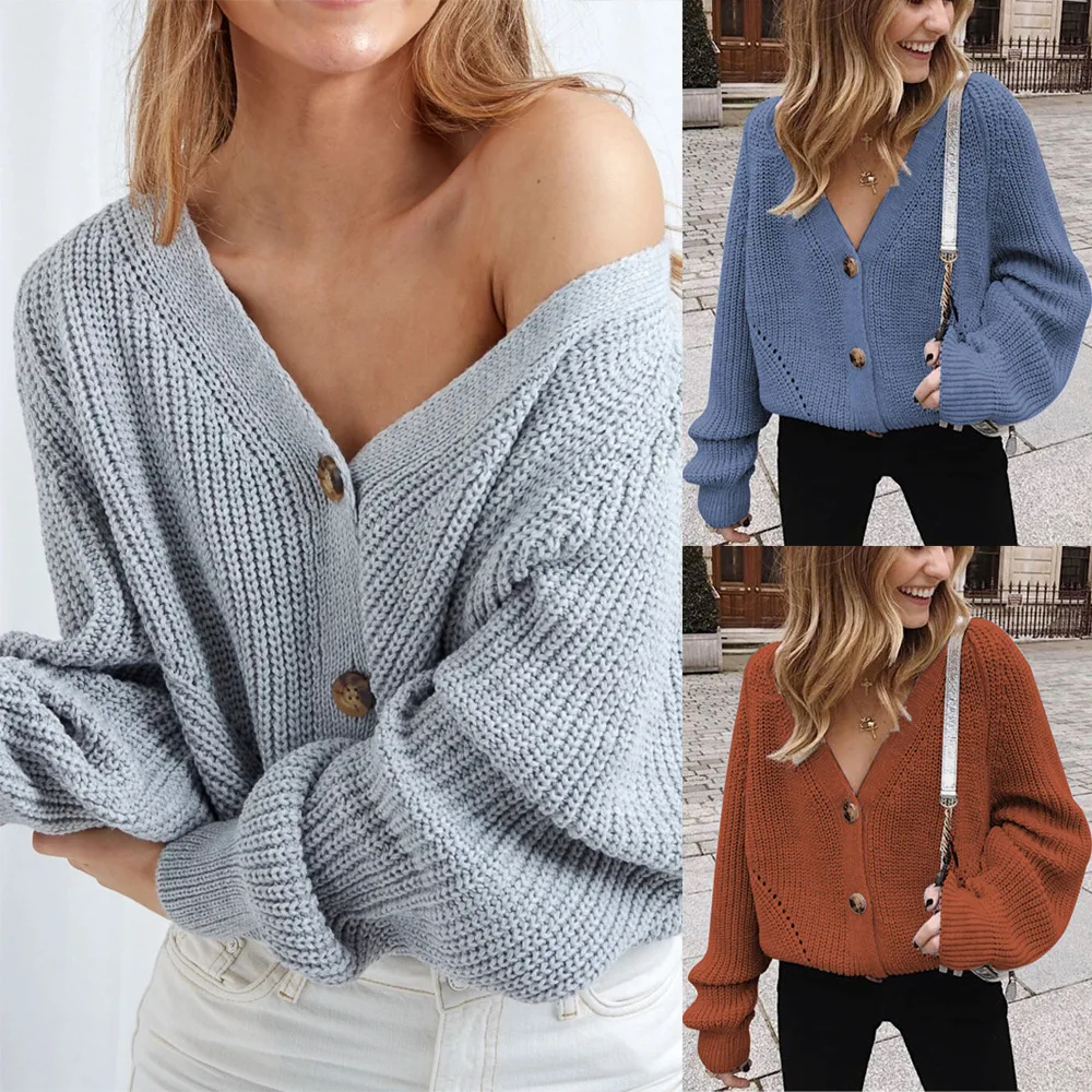 

Long Women Cardigan Bat Sweater Full Sleeve Knitted V Neck Jacket Loose Ladies Autumn Winter Female Warm Clothing