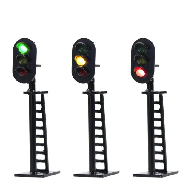 JTD06 5pcs Model Railway 3-Light 1:160 Block Signals Green/Yellow/Red N Scale Traffic Lights 5cm 12V Led New
