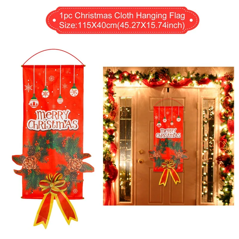 Garland Xmas Flag Рождественские украшения для дома, декор для двери, висящий флаг, рождественские украшения на окна, висящий Navidad, Рождество, год - Цвет: Garland Xmas Flag
